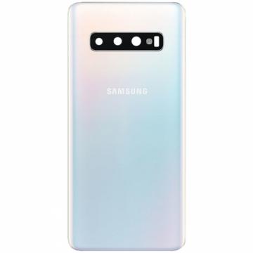 Cache Batterie Samsung Galaxy S10 Plus/S10+ (G975F) Avec Lentille et Adhesif Blanc