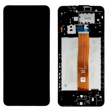 Original Écran Complet Vitre Tactile LCD avec Chassis SAMSUNG A12 2021 (A127) Noir Nappe Or